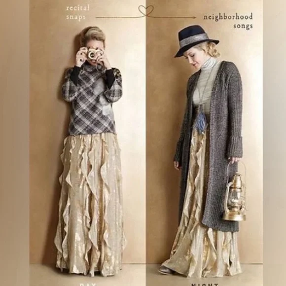 Anthropologie Moulinette Soeurs Gold Fallen Star Maxi Skirt size 2 🌟 - Picture 2 of 9